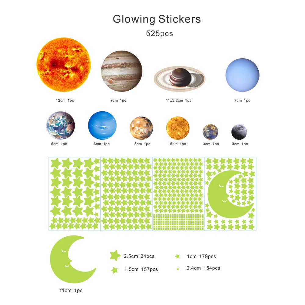 Luminous Solar System Glowing Stickers